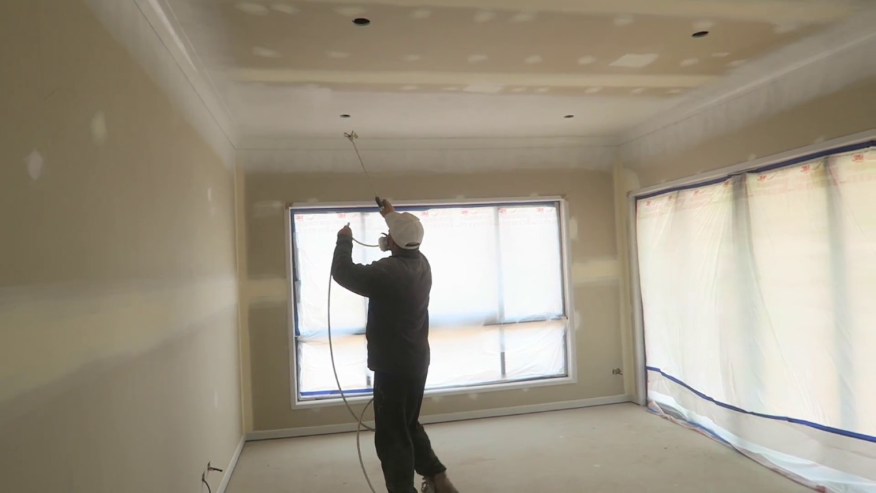 Spraying the ceiling Paint with an Airless Sprayer
