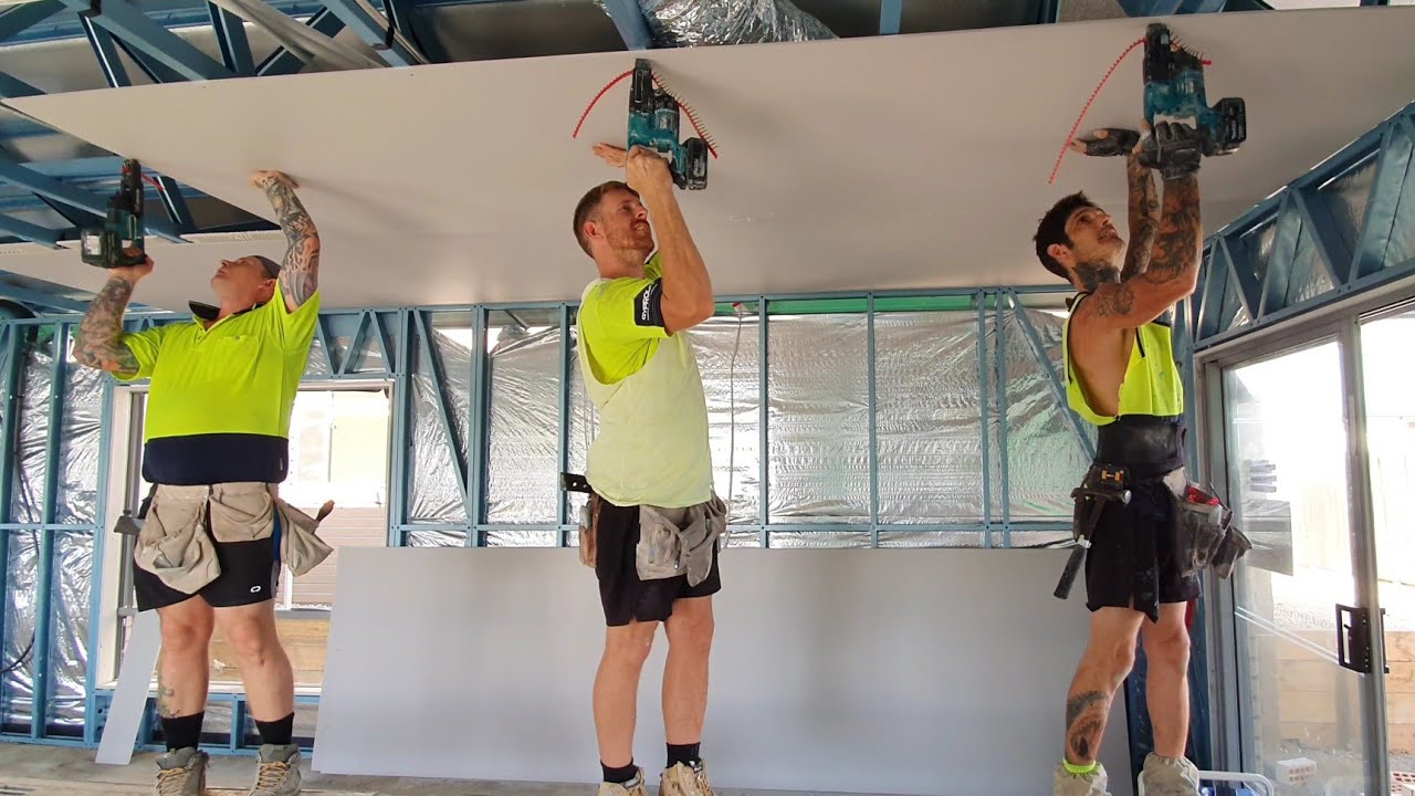 Fastest Drywall Crew in Town Hang Ceiling with Longest Sheets in 30 Minutes