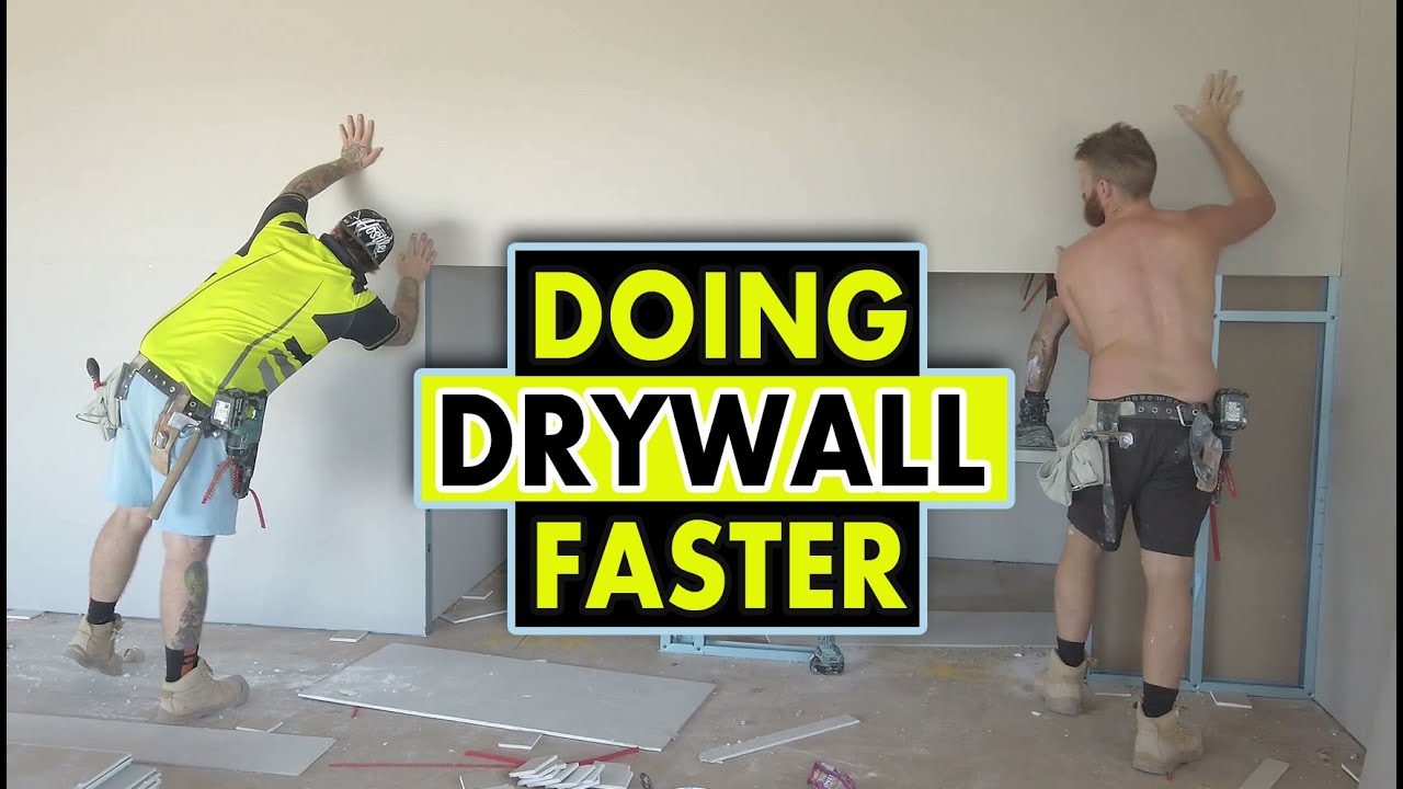 Drywall Construction Crew Working Fast