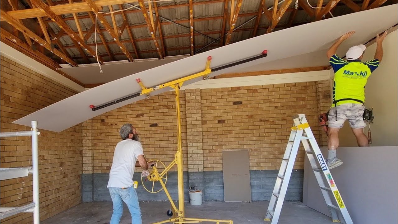 How to Hang 20FT Long Drywall Ceiling with Drywall Panel Lifter